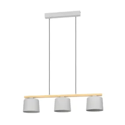 Mariel lámpara colgante 3 luces gris claro madera Natur