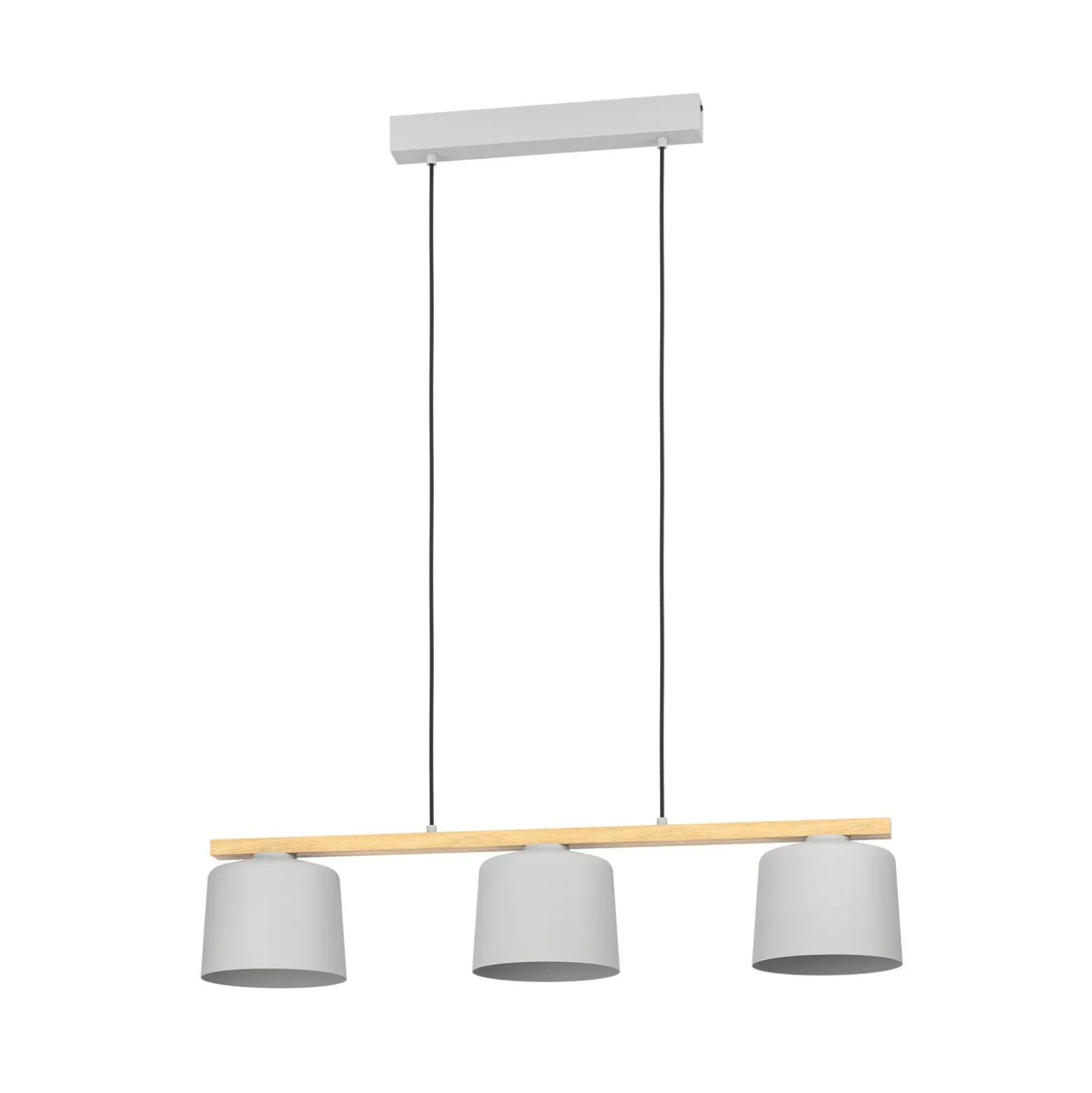 Mariel lámpara colgante 3 luces gris claro madera Natur
