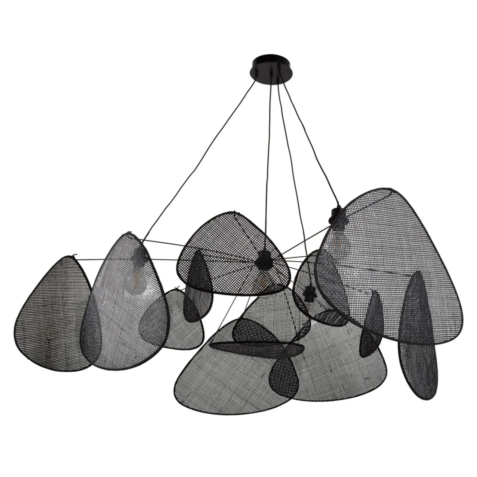 MARKET SET Lámpara colgante Screen XXL, 90 cm, negro, ratán