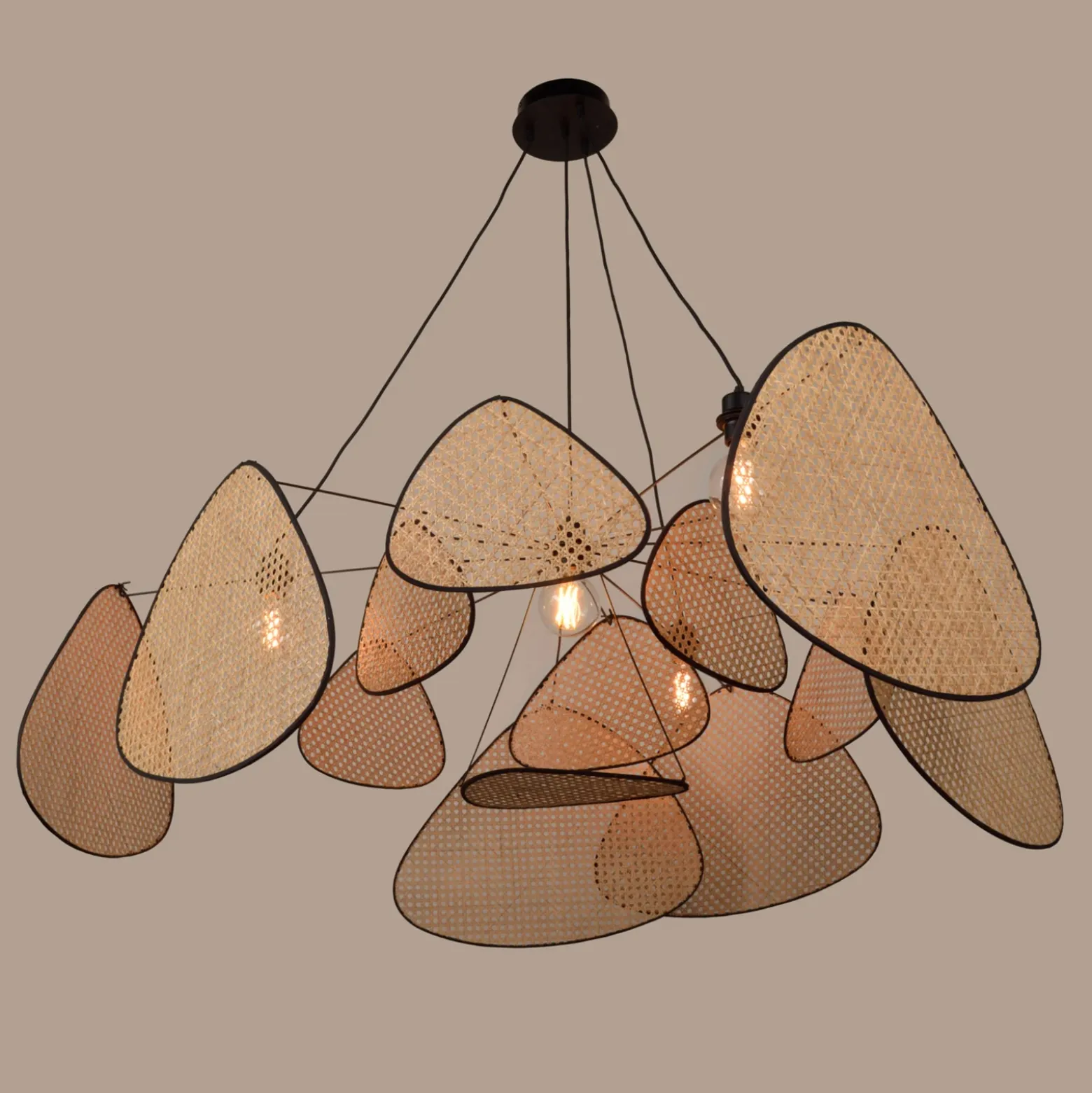 MARKET SET Lámpara colgante Screen XXL, 90 cm, natural, ratán