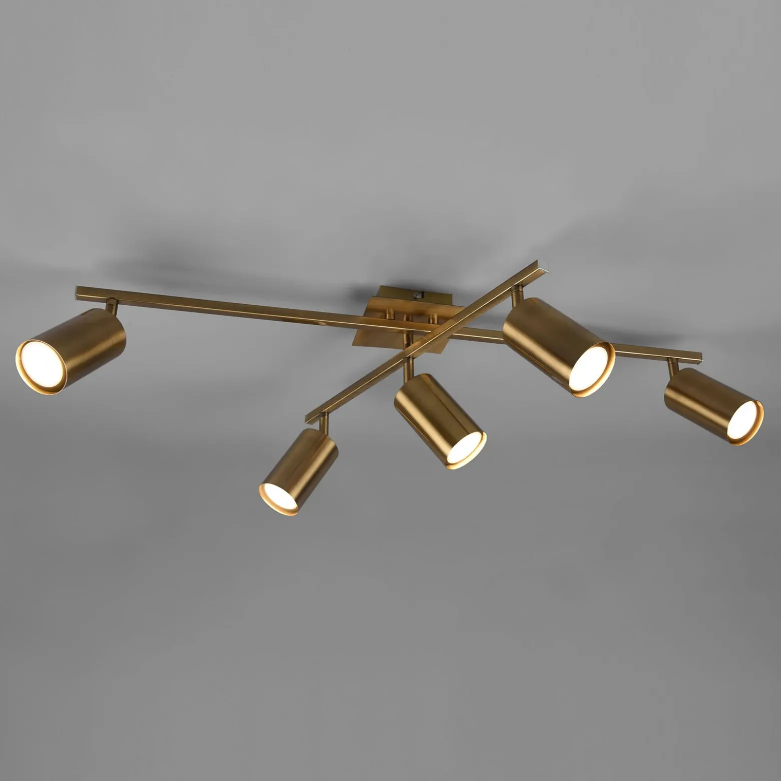Marley downlight de techo, latón envejecido, 5 luces