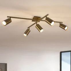 Marley downlight de techo, latón envejecido, 5 luces