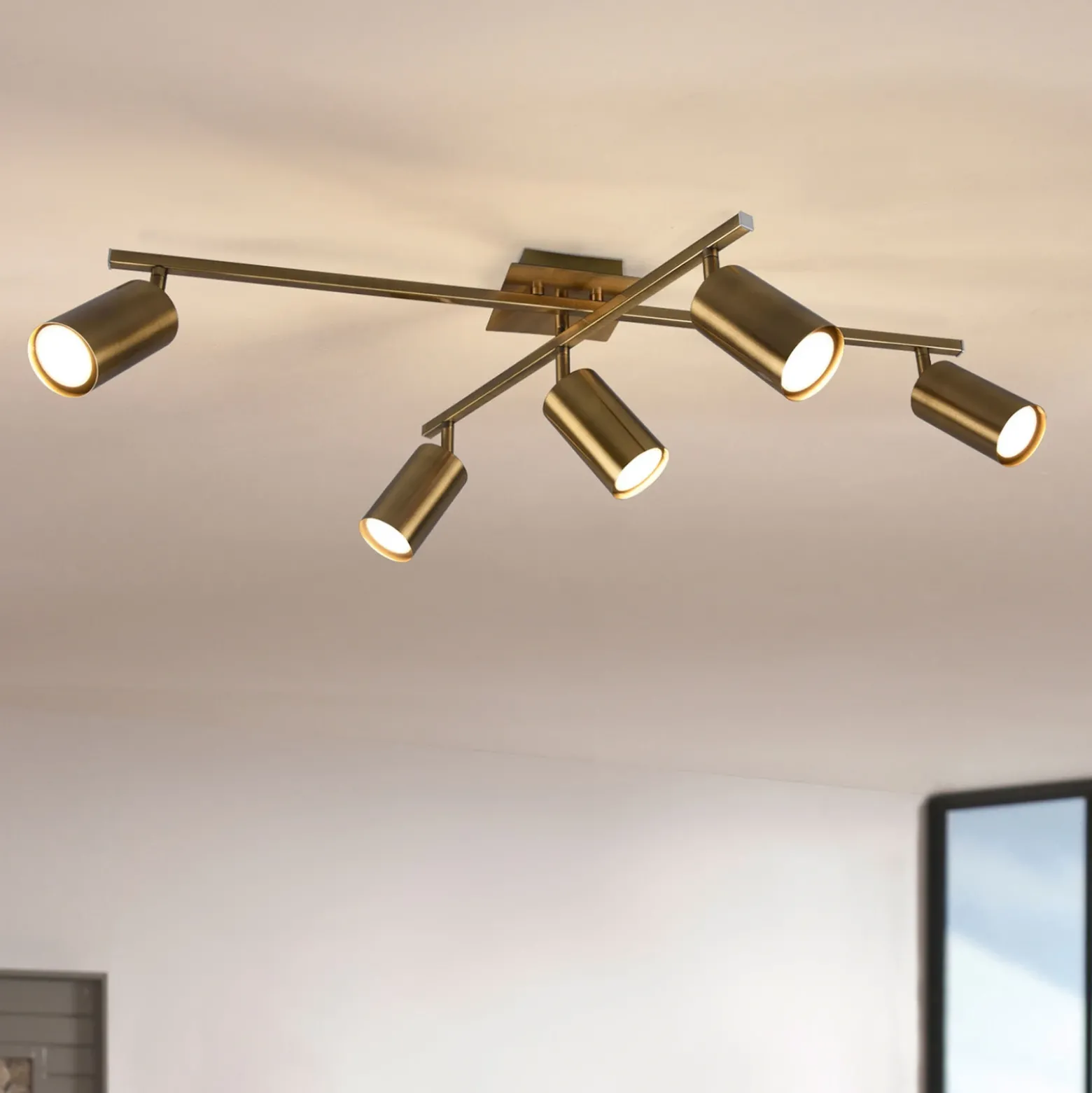 Marley downlight de techo, latón envejecido, 5 luces