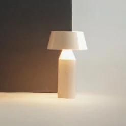 MARSET Bicoca de mesa LED con batería blanco perla