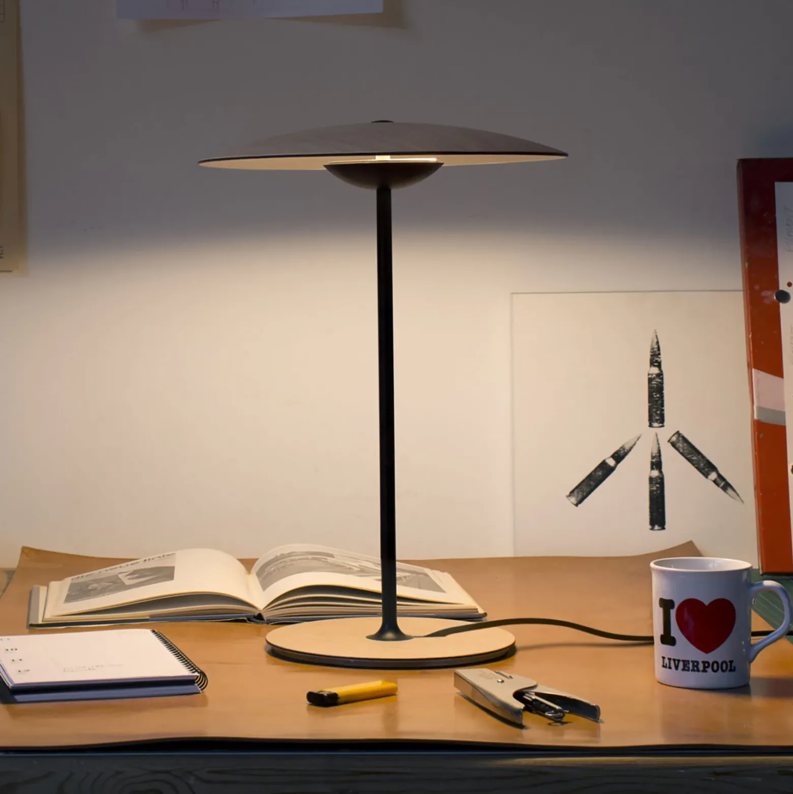 MARSET Ginger S Lámpara de mesa LED Ø32cm roble/blanco
