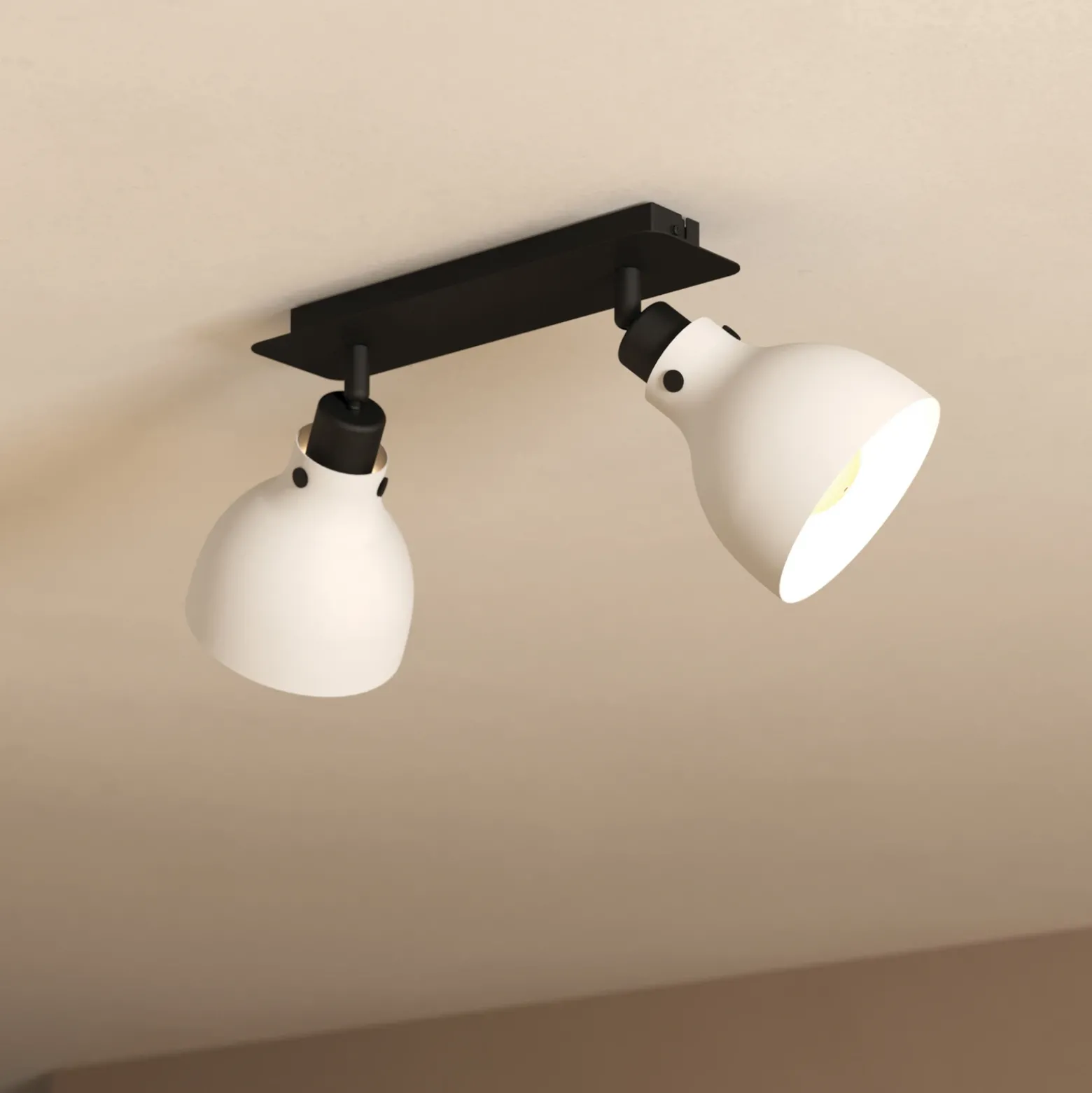 Matlock downlight de techo, longitud 52 cm, gris/negro, 2 luces.