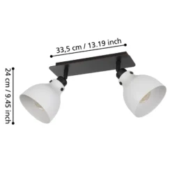 Matlock downlight de techo, longitud 52 cm, gris/negro, 2 luces.