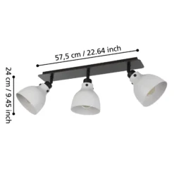 Matlock downlight de techo, longitud 74 cm, gris/negro, 3 luces.