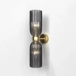 Maytoni aplique de pared Antic, 2 luces, dorado/gris, cristal