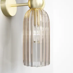Maytoni aplique de pared Antic, 2 luces, dorado/ámbar, cristal