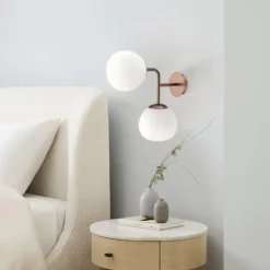 Maytoni aplique de pared Erich, latón rosado, vidrio/metal, 2 luces