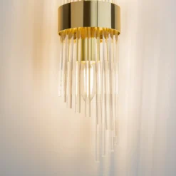 Maytoni Aplique de pared Frame, 2 luces, altura 46 cm, dorado/claro