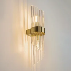 Maytoni Aplique de pared Frame, 2 luces, altura 46 cm, dorado/claro