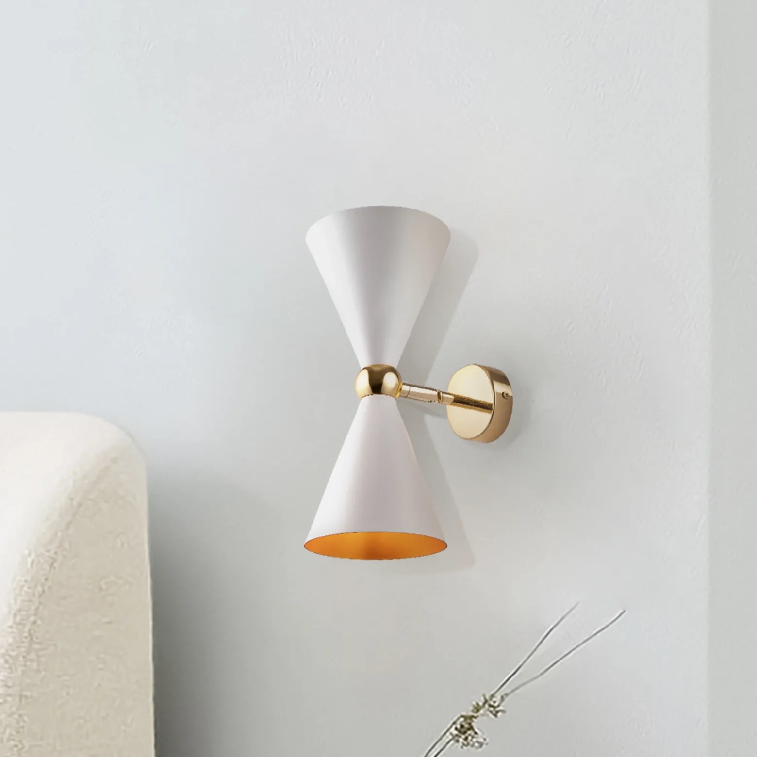 Maytoni aplique de pared Vesper, blanco/oro, 2 luces, metal