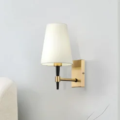 Maytoni aplique de pared Zaragoza, color oro/blanco, textil