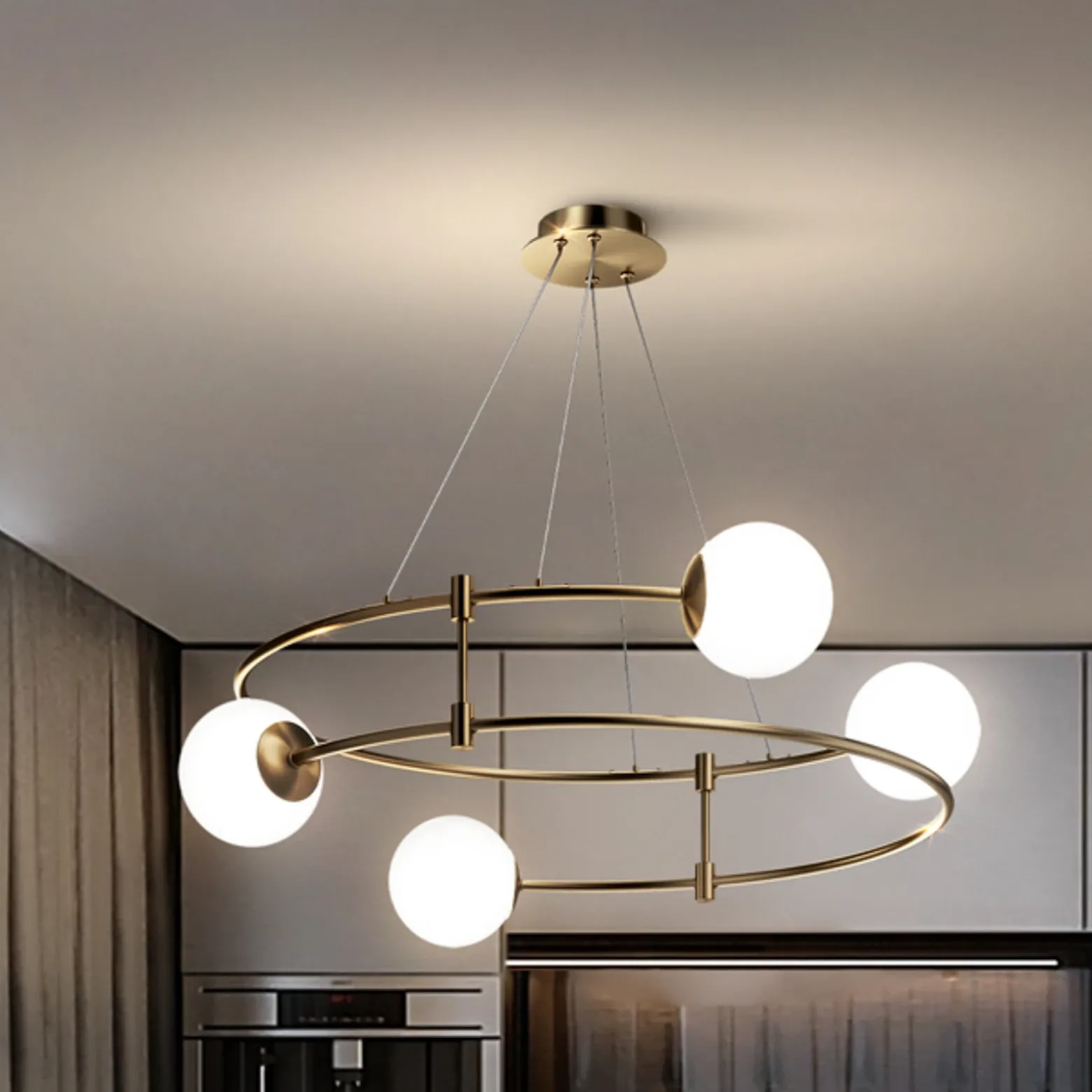 Maytoni Balance lámpara colgante, 4 luces, oro