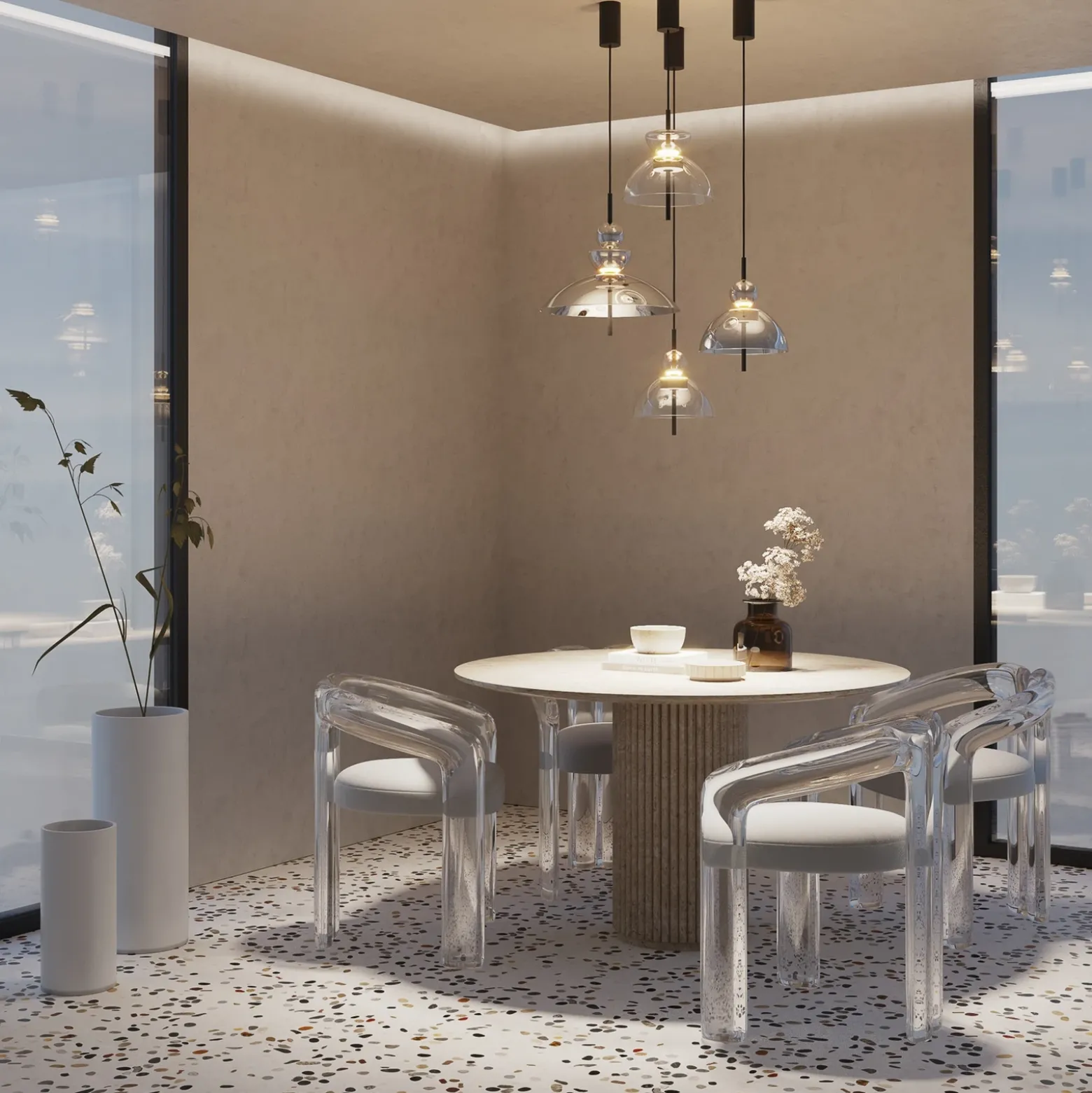 Maytoni Bangkok, forma de tambor, transparente, Ø 25 cm, vidrio