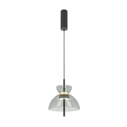 Maytoni Bangkok, forma de tambor, gris claro, Ø 25 cm, cristal