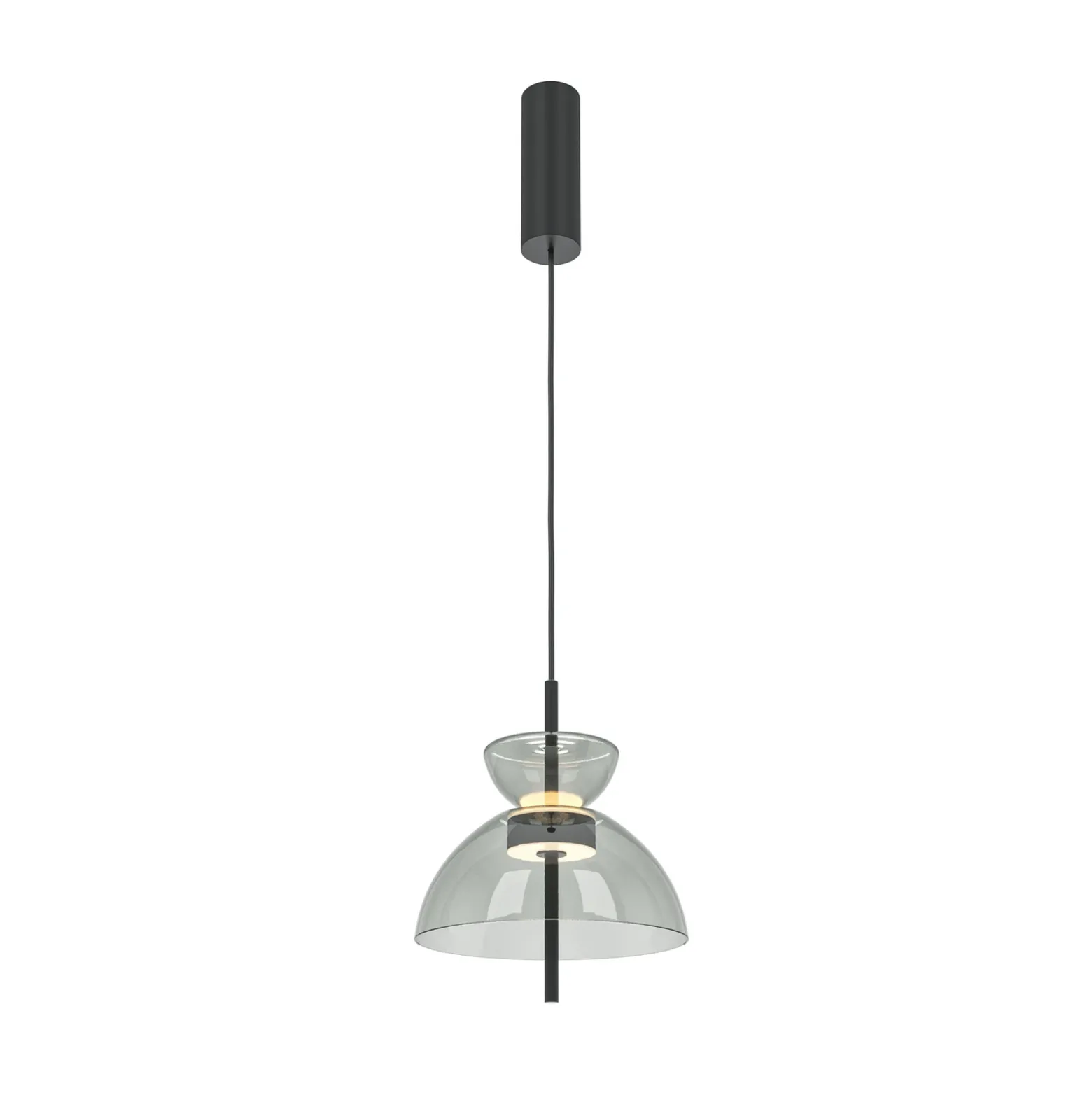 Maytoni Bangkok, forma de tambor, gris claro, Ø 25 cm, cristal