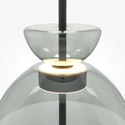 Maytoni Bangkok, forma de tambor, gris claro, Ø 25 cm, cristal