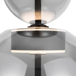 Maytoni Bangkok, forma de tambor, gris ahumado, Ø 25 cm, cristal