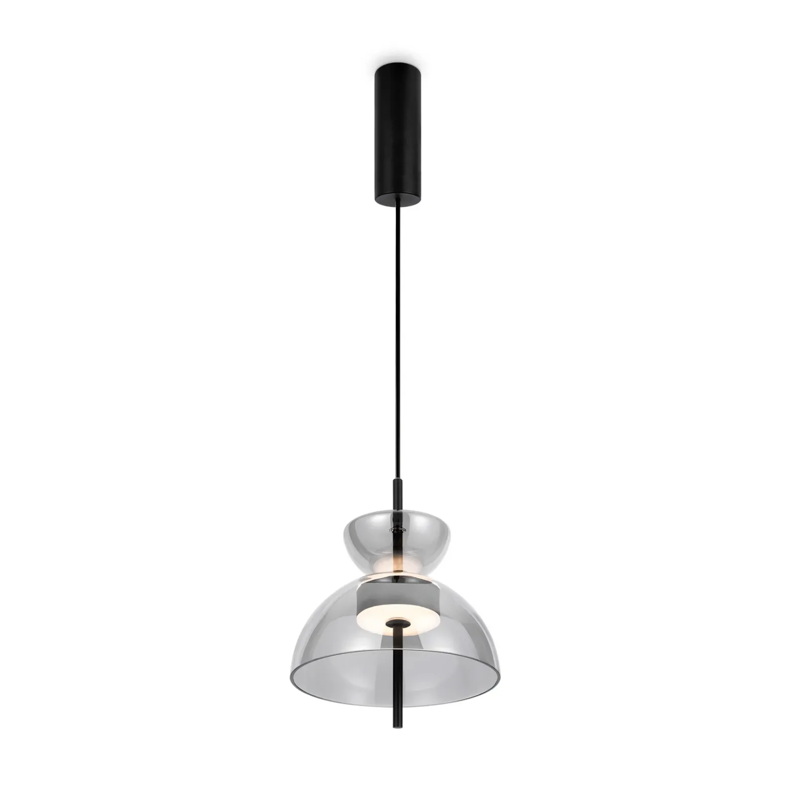 Maytoni Bangkok, forma de tambor, gris ahumado, Ø 25 cm, cristal