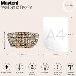 Maytoni Basfor aplique, elegante cortina cristal