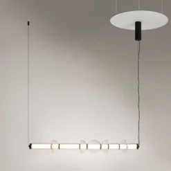 Maytoni Cosmo lámpara colgante LED, negro, longitud 98 cm, cristal