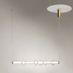 Maytoni Cosmo lámpara colgante LED, latón, longitud 98 cm, cristal