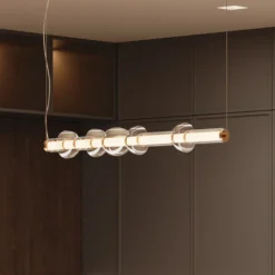 Maytoni Cosmo lámpara colgante LED, latón, longitud 98 cm, cristal