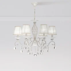Maytoni Grace lámpara de araña, blanca, 6 luces, organza, E14