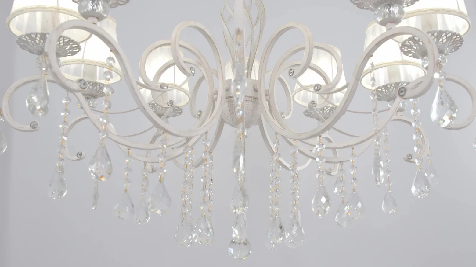 Maytoni Grace lámpara de araña, blanca, 10 luces, organza