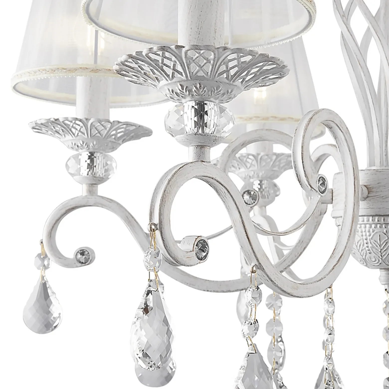 Maytoni Grace lámpara de araña, blanca, 6 luces, organza, E14