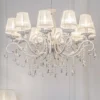 Maytoni Grace lámpara de araña, blanca, 10 luces, organza