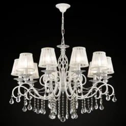 Maytoni Grace lámpara de araña, blanca, 10 luces, organza