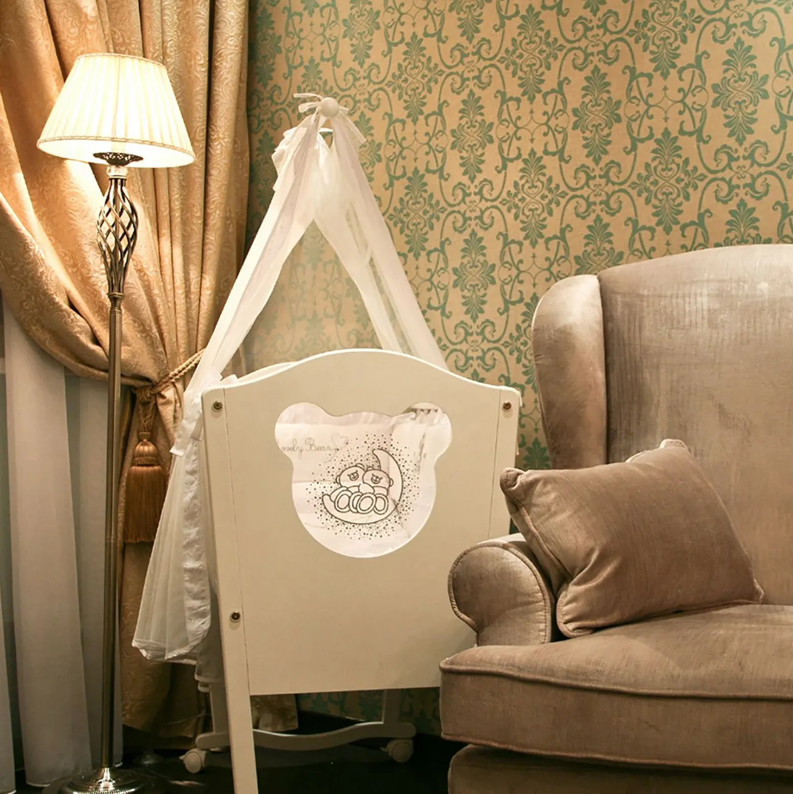 Maytoni Grace lámpara de pie 1 luz latón/beige