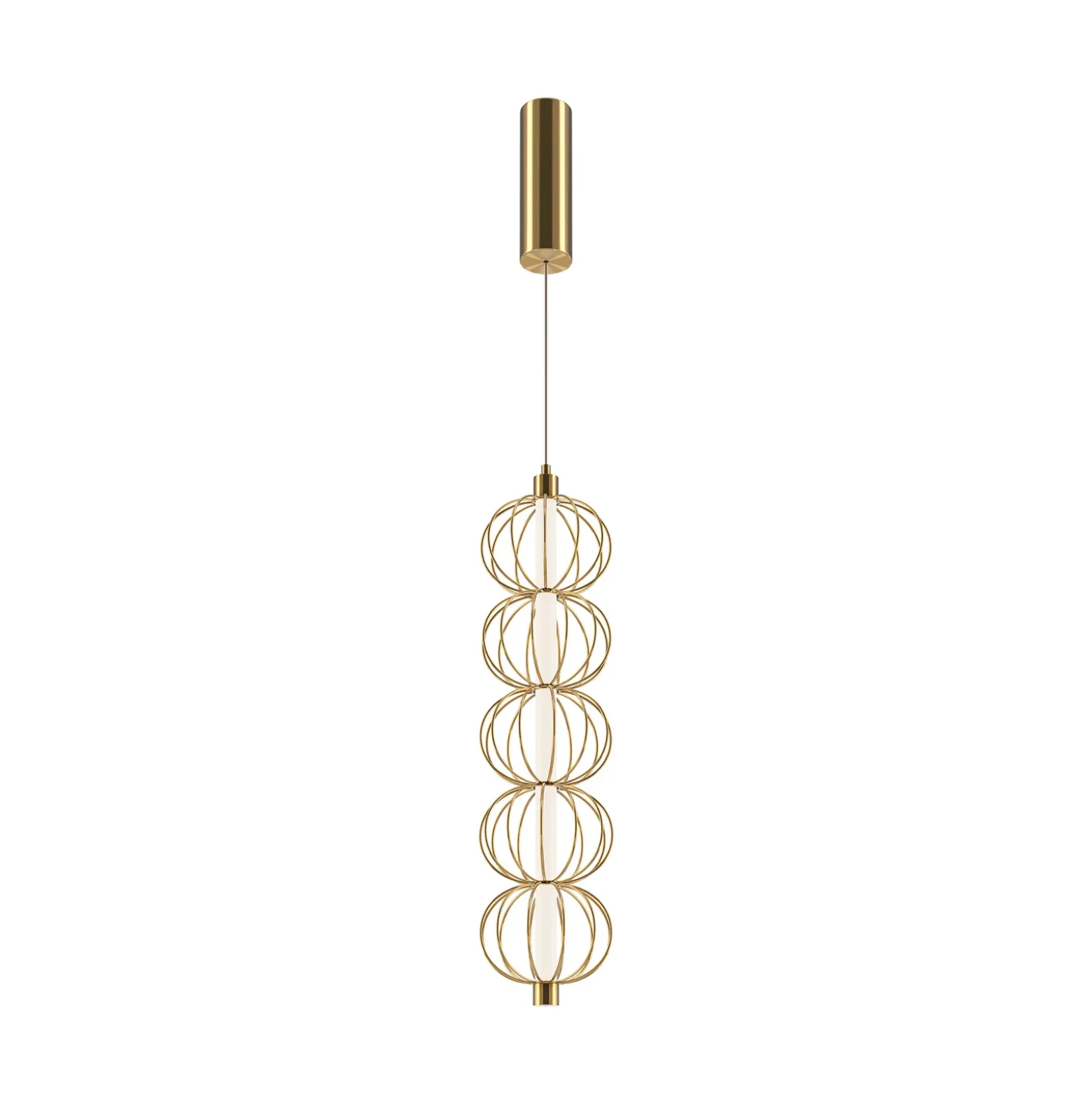 Maytoni lámpara colgante LED Golden Cage, vertical, Ø 13,9 cm