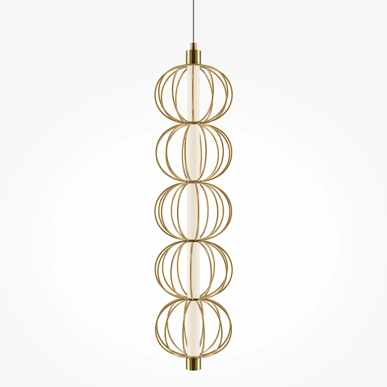 Maytoni lámpara colgante LED Golden Cage, vertical, Ø 13,9 cm