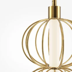 Maytoni lámpara colgante LED Golden Cage, vertical, Ø 13,9 cm