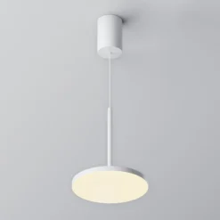 Maytoni lámpara colgante LED Plato, blanca, Ø 18,5 cm, aluminio