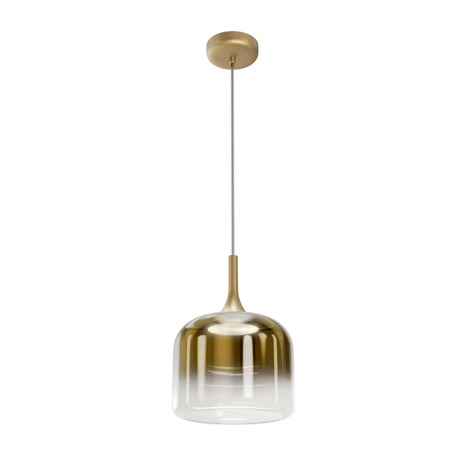 Maytoni Lámpara colgante LED Spirito, dorada, cristal/metal, Ø 26 cm