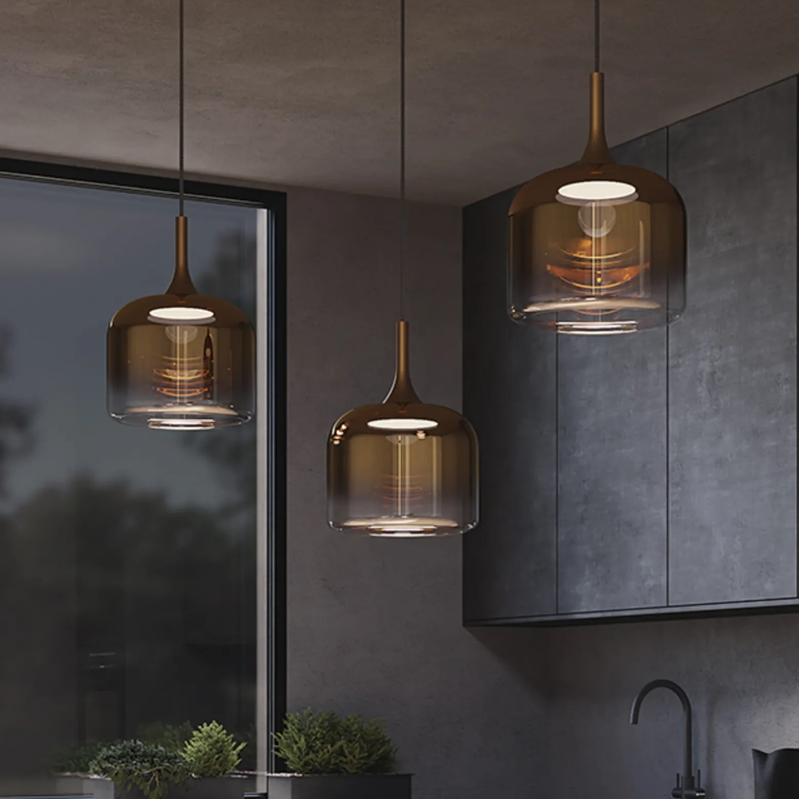 Maytoni Lámpara colgante LED Spirito, dorada, cristal/metal, Ø 26 cm
