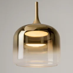 Maytoni Lámpara colgante LED Spirito, dorada, cristal/metal, Ø 26 cm