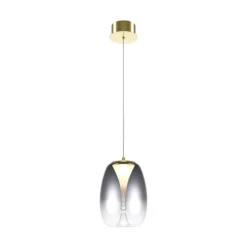 Maytoni lámpara colgante LED Splash, gris humo, Ø 20 cm, cristal