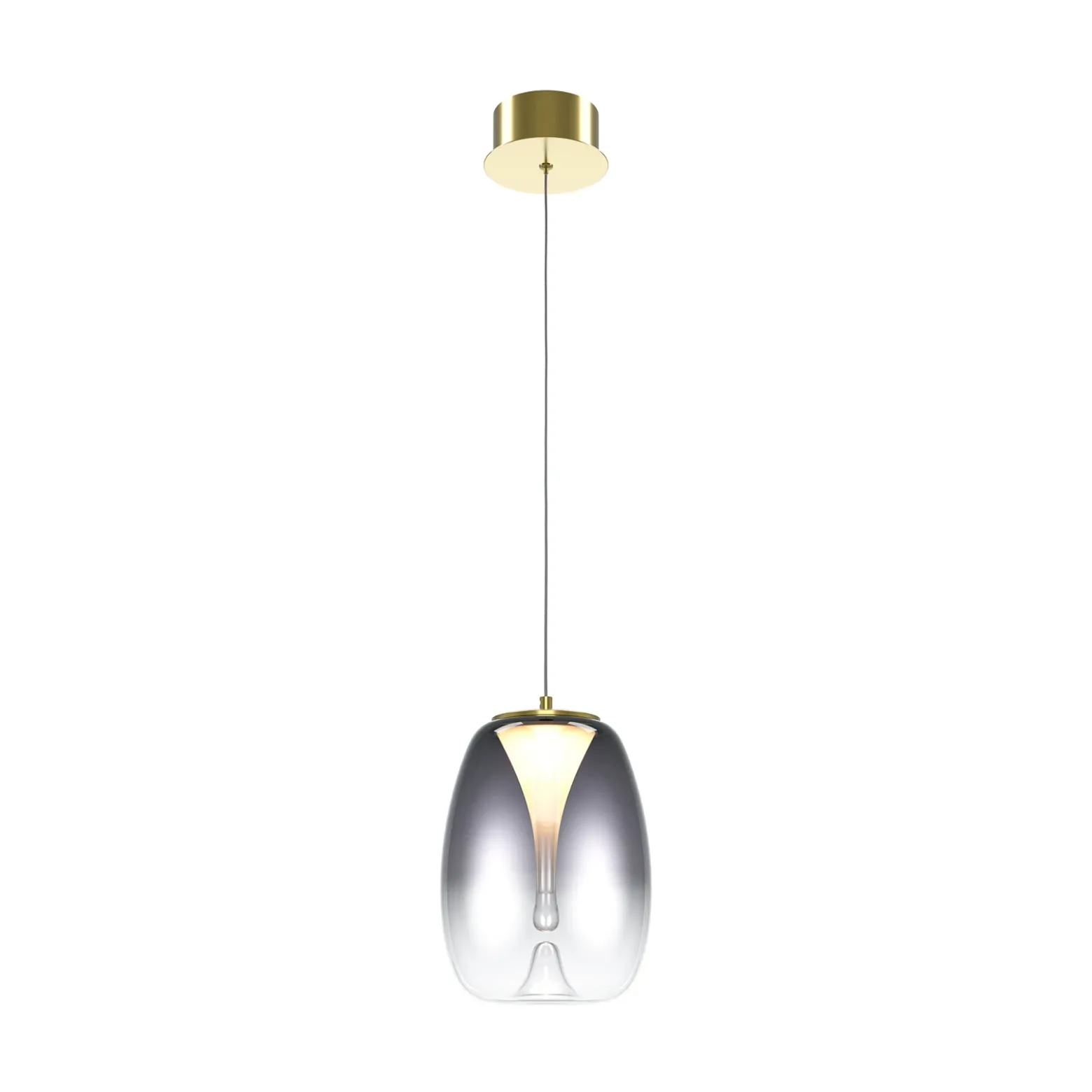 Maytoni lámpara colgante LED Splash, gris humo, Ø 20 cm, cristal