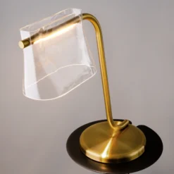 Maytoni Lámpara de mesa LED Cabaret, latón/transparente, altura 48,5 cm