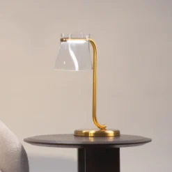 Maytoni Lámpara de mesa LED Cabaret, latón/transparente, altura 48,5 cm