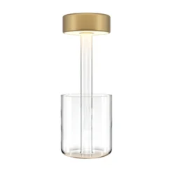 Maytoni Lámpara de mesa LED recargable AI Collaboration, cristal, oro