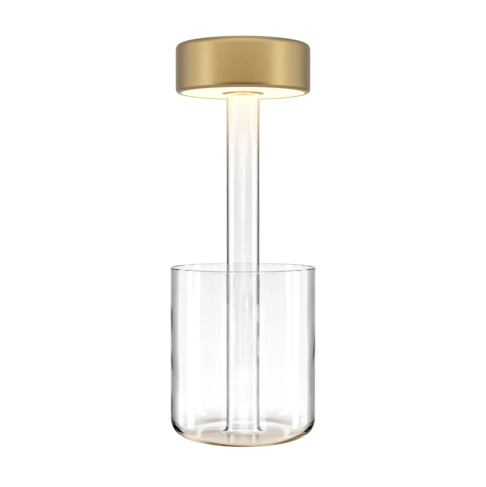 Maytoni Lámpara de mesa LED recargable AI Collaboration, cristal, oro