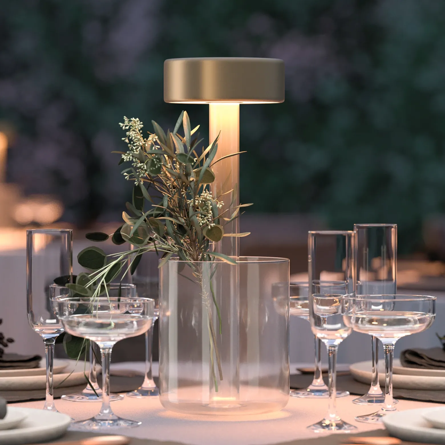 Maytoni Lámpara de mesa LED recargable AI Collaboration, cristal, oro